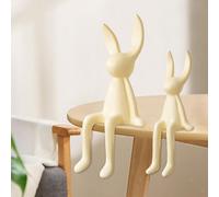 Statue decorative in ceramica con coniglio seduto da 2 pezzi per il bancone