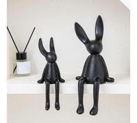 Statue decorative in ceramica con coniglio seduto da 2 pezzi per il bancone