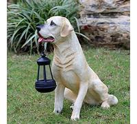 Statue del cucciolo solare da giardino, luci a energia solare per esterni Ornamenti di figurine per cani divertenti, vernice per auto frp, arredamento per prato per animali, illuminazione 8h, l