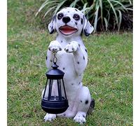 Statue del cucciolo solare da giardino, luci a energia solare per esterni Ornamenti di figurine per cani divertenti, vernice per auto frp, arredamento per prato per animali, illuminazione 8h, l