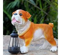 Statue del cucciolo solare da giardino, luci a energia solare per esterni Ornamenti di figurine per cani divertenti, vernice per auto frp, arredamento per prato per animali, illuminazione 8h, l