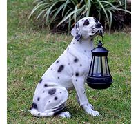 Statue del cucciolo solare da giardino, luci a energia solare per esterni Ornamenti di figurine per cani divertenti, vernice per auto frp, arredamento per prato per animali, illuminazione 8h, l