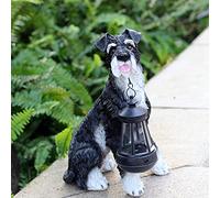 Statue del cucciolo solare da giardino, luci a energia solare per esterni Ornamenti di figurine per cani divertenti, vernice per auto frp, arredamento per prato per animali, illuminazione 8h, l