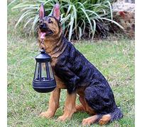 Statue del cucciolo solare da giardino, luci a energia solare per esterni Ornamenti di figurine per cani divertenti, vernice per auto frp, arredamento per prato per animali, illuminazione 8h, l