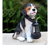 Statue del cucciolo solare da giardino, luci a energia solare per esterni Ornamenti di figurine per cani divertenti, vernice per auto frp, arredamento per prato per animali, illuminazione 8h, l