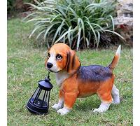 Statue del cucciolo solare da giardino, luci a energia solare per esterni Ornamenti di figurine per cani divertenti, vernice per auto frp, arredamento per prato per animali, illuminazione 8h, l