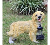 Statue del cucciolo solare da giardino, luci a energia solare per esterni Ornamenti di figurine per cani divertenti, vernice per auto frp, arredamento per prato per animali, illuminazione 8h, l