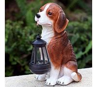 Statue del cucciolo solare da giardino, luci a energia solare per esterni Ornamenti di figurine per cani divertenti, vernice per auto frp, arredamento per prato per animali, illuminazione 8h, l