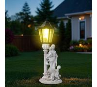 Statue della madre e dei bambini del giardino con luce solare per il