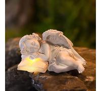 Statue di angelo da giardino solare per esterni, sculture di angeli, decorazioni da giardino con luci LED impermeabili per patio, balcone, cortile, prato, ornamento decorativo unico per mamma, nonna