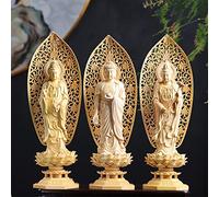 Statue di Buddha per Decorazioni per la casa Mini Statuetta di Buddha Kuan Yin 3 dei Statua di Buddha Statuette in Legno Ornamenti Intaglio del Legno Artigianali per Decorazioni per la casa Statue di