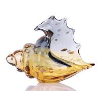 Statue di conchiglia in vetro soffiato a mano, statuette d'arte in vetro grigio e ambrato, conchiglie per decorazioni per la casa costiera, supporto TV per soggiorno e libreria, piani mensola del