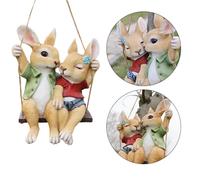 Statue di conigli da giardino appese all'albero per il percorso della casa,