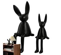 Statue Di Coniglio A Casa - 2 Figure Di Cartoni Animati in Ceramica, Sculture Di Coniglio Sedute, Adorabile Decorazione Della Tavola Di Pasqua | Affascinante Pezzo Maestro per La Decorazione Della