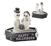 Statue di coppia di ossa di Halloween - Creepy Decorative Resin Artwork | Regalo inquietante per ospite per feste, accento insolito per l'appartamento o ufficio, modello decorativo per la finestra del