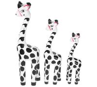 Statue di famiglia di giraffe in legno da 3 pezzi: statuetta di giraffa