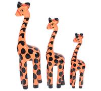 Statue di famiglia di giraffe in legno da 3 pezzi: statuetta di giraffa