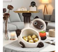 Statue di gatti della fortuna con vassoio portaoggetti per scrivania,