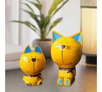 Statue di gatti in legno da collezione, arte moderna, sculture artistiche
