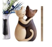 Statue Di Gatto Per La Decorazione D'Interni | Due Dimensioni Piatto In Legno | Figure Di Coppia Di Gatti Amanti | Per Natale, Matrimonio, Casa, Halloween, Compleanno E Fidanzata, Donne, Sposo