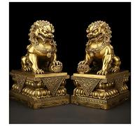 Statue di leone custode Feng Shui, grande decorazione per la casa in ottone per ricchezza e prosperità, coppia per allontanare l'energia malvagia