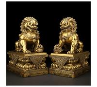 Statue di leone custode Feng Shui, grande decorazione per la casa in ottone per ricchezza e prosperità, coppia per allontanare l'energia malvagia