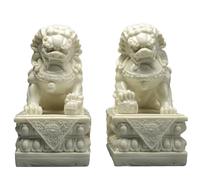 Statue di leoni blu fu prosperity - Cani cinesi guardiani foo ornamenti in ceramica per la casa e l'ufficio, statuette Feng Shui buona fortuna, decorazione per la costruzione della ricchezza