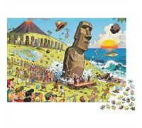 Statue di Moai di Rapa Nui Shuffle Puzzle in Legno Impermeabile DIY Puzzles Da 1000 Pezzi Regali Per Adulti Impossibili Giochi Educativi