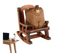 Statue di orso Decorazioni per la casa | Statuetta di orsi marroni in legno sedia a dondolo, decorazione di piccoli animali intagliati, stile rustico animale figurina arte ornamenti decorativi