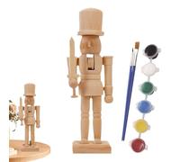 Statue di schiaccianoci incompiute natalizie, soldato schiaccianoci in legno non verniciato | Dipingi il tuo soldati schiaccianoci, schiaccianoci in legno non finito con set di colori per bambini