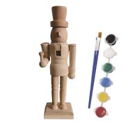 Statue di schiaccianoci incompiute natalizie, soldato schiaccianoci in legno non verniciato, dipingi il tuo soldato schiaccianoci | Schiaccianoci in legno non finito con set di colori per bambini
