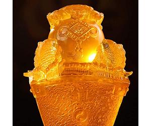 Statue e Figurine, Granchio Feng Shui Seduto sopra Una Perla con Quattro sculture Arowana, Decorazione di Buon auspicio per L'Ufficio Domestico Giallo