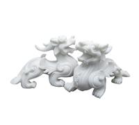Statue Feng Shui Pixiu - Set di 2 ornamenti Pi Yao in marmo bianco arenaria per la casa e l'ufficio, attrarre ricchezza, buona fortuna e prosperità, figurine cinesi della fortuna