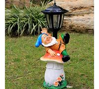 Statue gnoma solare da giardino, luci a energia solare esterna Ornamenti gnomi divertenti di figurine, vernice per auto frp resistenti alle intemperie, decorazioni per prato puzzolente gigante,