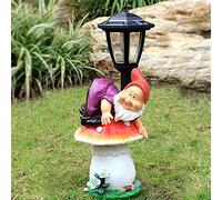 Statue gnoma solare da giardino, luci a energia solare esterna Ornamenti gnomi divertenti di figurine, vernice per auto frp resistenti alle intemperie, decorazioni per prato puzzolente gigante,