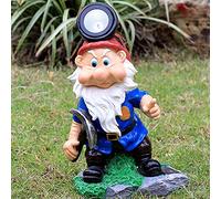 Statue gnoma solare da giardino, luci a energia solare esterna Ornamenti gnomi divertenti di figurine, vernice per auto frp resistenti alle intemperie, decorazioni per prato puzzolente gigante,