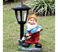 Statue gnoma solare da giardino, luci a energia solare esterna Ornamenti gnomi divertenti di figurine, vernice per auto frp resistenti alle intemperie, decorazioni per prato puzzolente gigante,