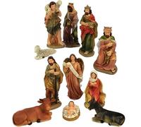 Statue grandi per Presepe Natività Completa 11 Pezzi Altezza Max 55 cm Sacra Famiglia con Giuseppe maria bambinello gesu angelo Re Magi Angelo Pastore bue asinello da interno o esterno