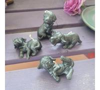 statue in cera Set Cagnolini idea regalo raro da collezione C5 cane artigianale