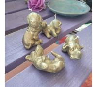 statue in cera Set Cagnolini idea regalo raro da collezione C6 cane artigianale