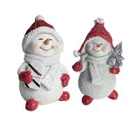 Statue in resina con pupazzo di neve invernale - Collezione in due pezzi, figurine decorative per le vacanze, ideali per tavolo da ufficio, bancone della cucina, mensola, mensola del , scrivania