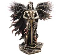 Statue in resina Serafini bronzati Angelo custode a sei ali con spada e serpente Statue Decorazione per la casa