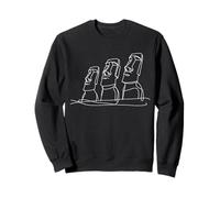 Statue Moai dell'isola di Pasqua Disegno Artistico a Una Linea Felpa
