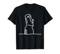 Statue Moai Linework Appassionati di Storia Maglietta con Stampa Grafica Economica, Uomo, Nero, S