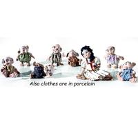 Statue Porcellana Capodimonte di Biancaneve e 7 statuine dei Nani set 8 figure