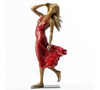 Statue Sculture Statua in Bronzo Donna Elegante nel Vento con Gonna fluente, Scultura realistica in Stile Barocco Rinascimentale, Statuetta Femminile - per Collezionisti d'Arte,