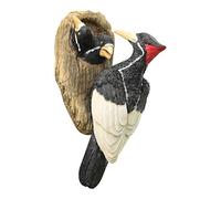 Statue Uccelli da Giardino - Scultura Decorativa Picchio Su Tronco Da Esterno | Figura Animale in Resina in Posa da Alimentazione Decorazione da Esterno per Prato Cortile Fattoria Ingresso Sentiero