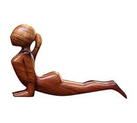Statue yoga | Scultura in legno naturale per meditazione, scolpita a mano, ornamento per scrivania, libreria, soggiorno Kink-au