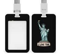 Statues of Libertys I Love New York porta badge con cordino porta carte di identità per infermiere, insegnanti, ufficiali