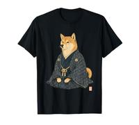 Statuesque Shiba Inu Kimono Ukiyo E Arte Giapponese Maglietta